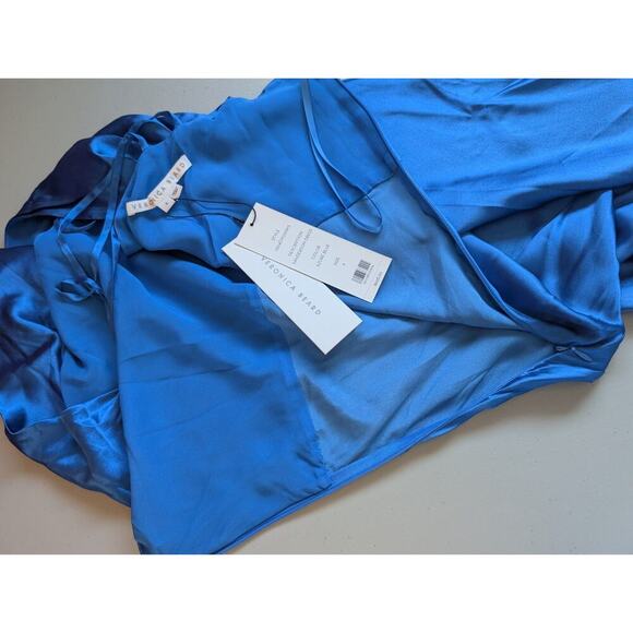 NWD Veronica Beard Sanderson Silk Satin Cowlneck Maxi Dress Gown SZ 6 Blue 2M456 - Picture 9 of 16